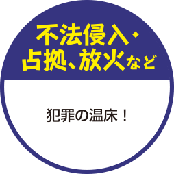 【不法侵入・占拠、放火など】犯罪の温床！